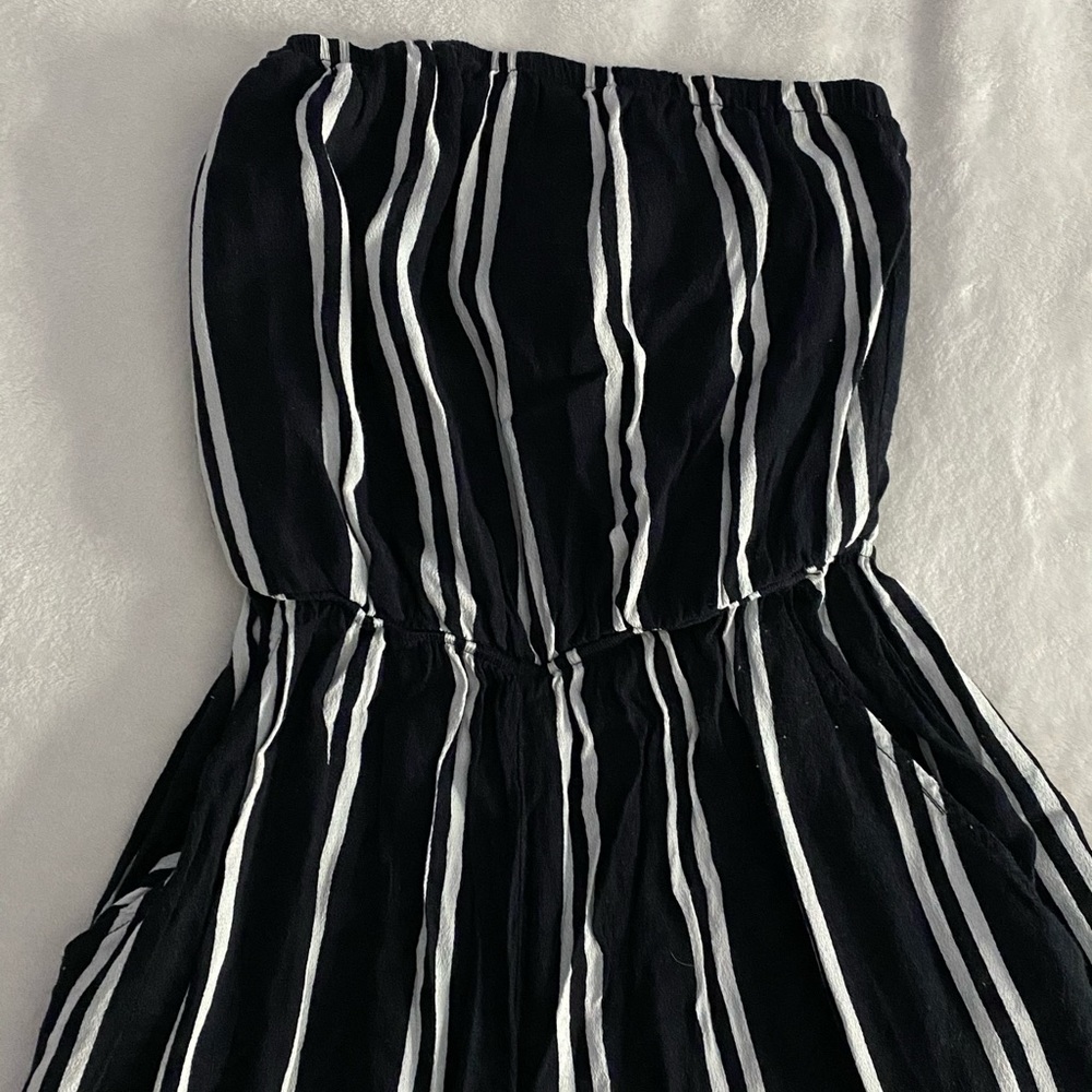 Costal girl- Strapless navy blue & white jumpsuit